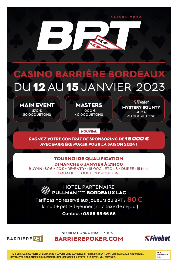 BPT BORDEAUX Janvier 2023 Fivebet Poker